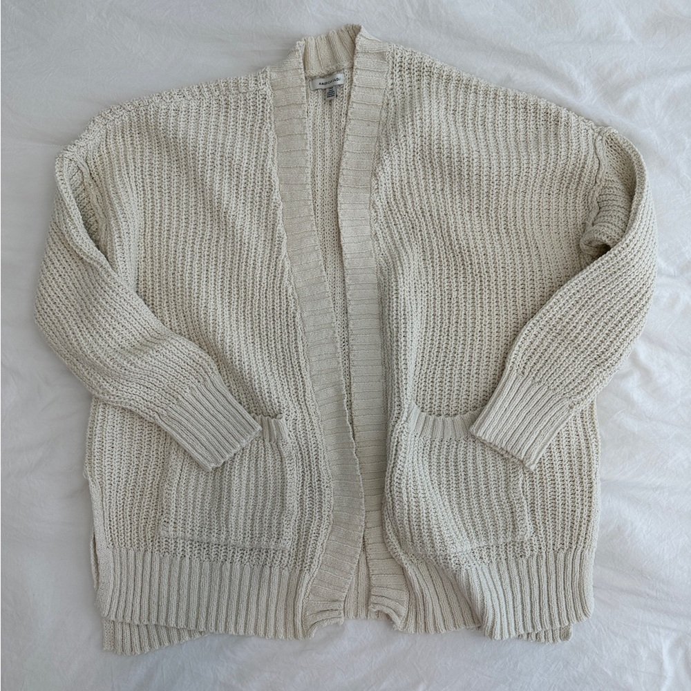 American Eagle Outfitters Cream Knit Cardigan